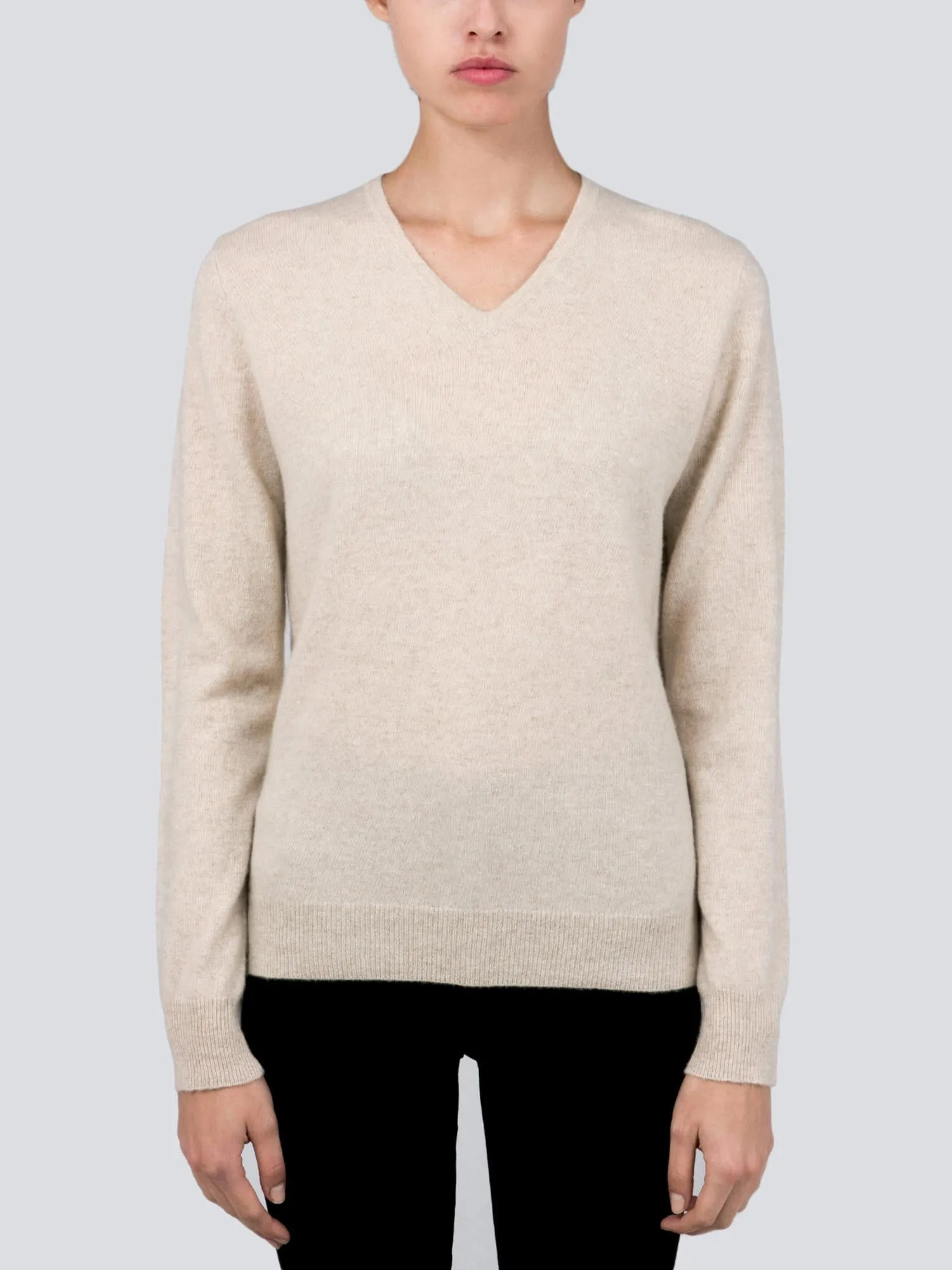 V Neck Sweater_Oatmeal