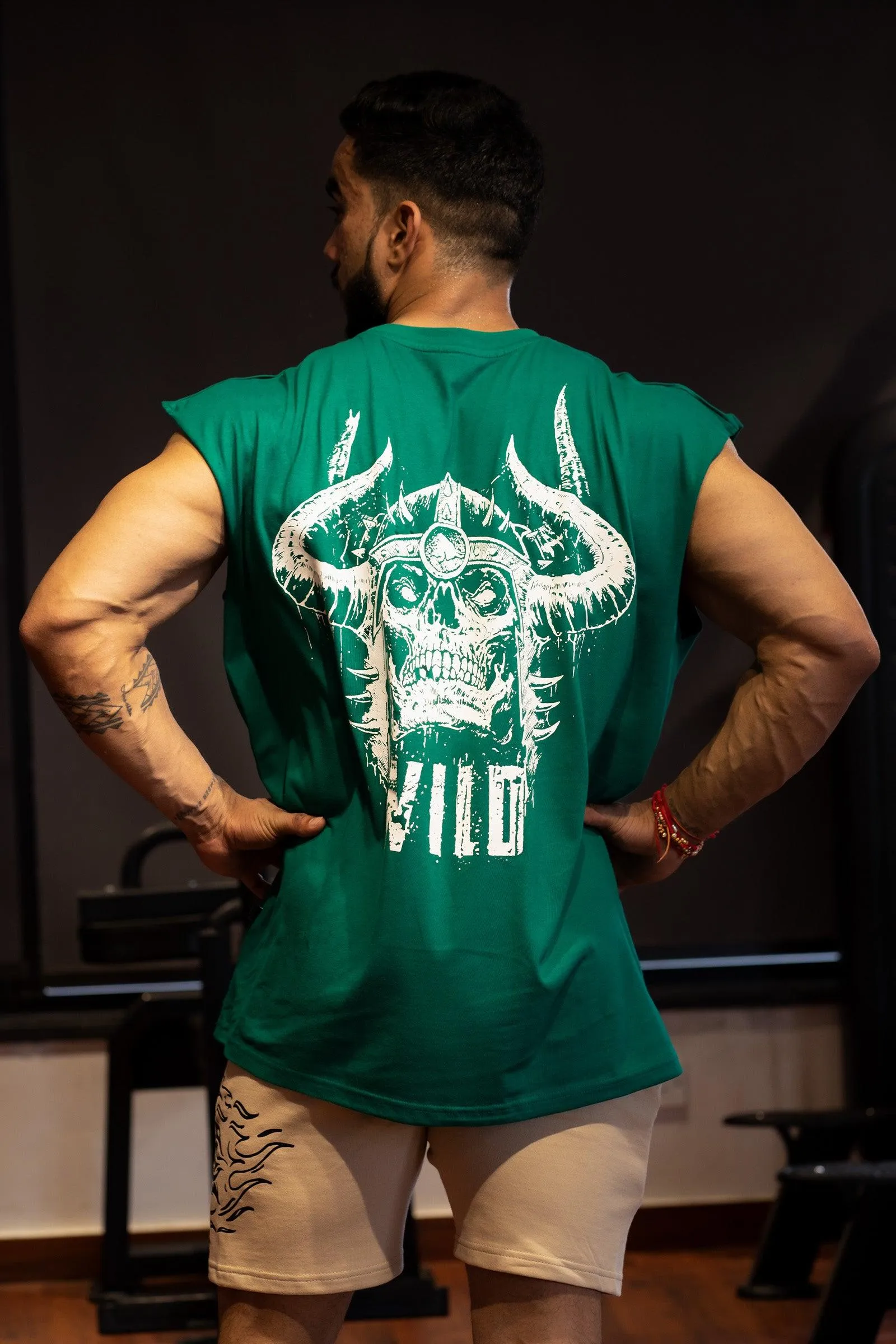 WILD DEVIL "PREMIUM VINTAGE" MUSCLE TEE (DARK GREEN)