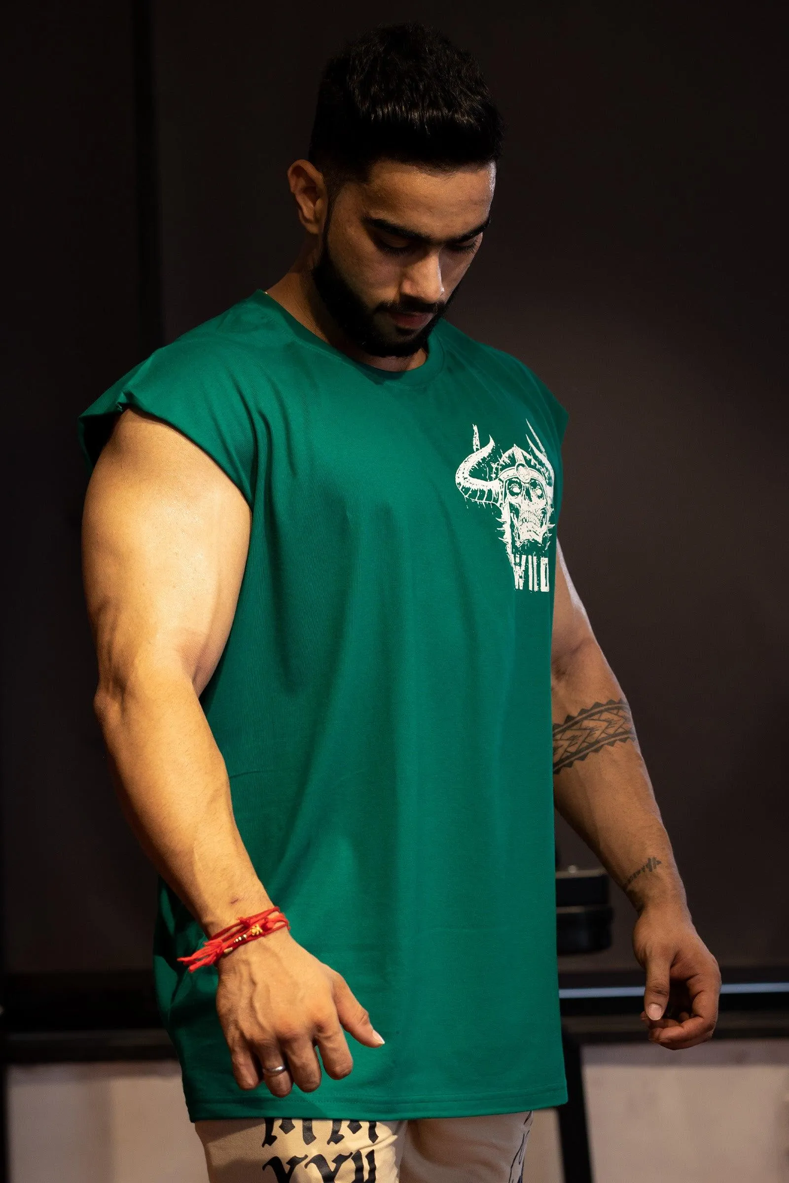 WILD DEVIL "PREMIUM VINTAGE" MUSCLE TEE (DARK GREEN)