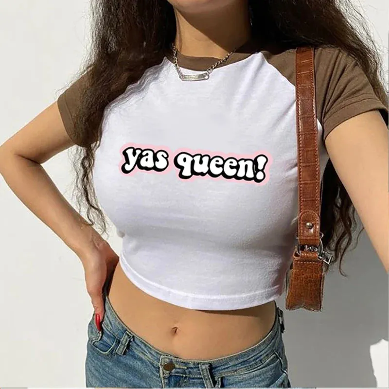 Yas Queen 2000s Y2k Graphic Crop Fairy Grunge Crop Top