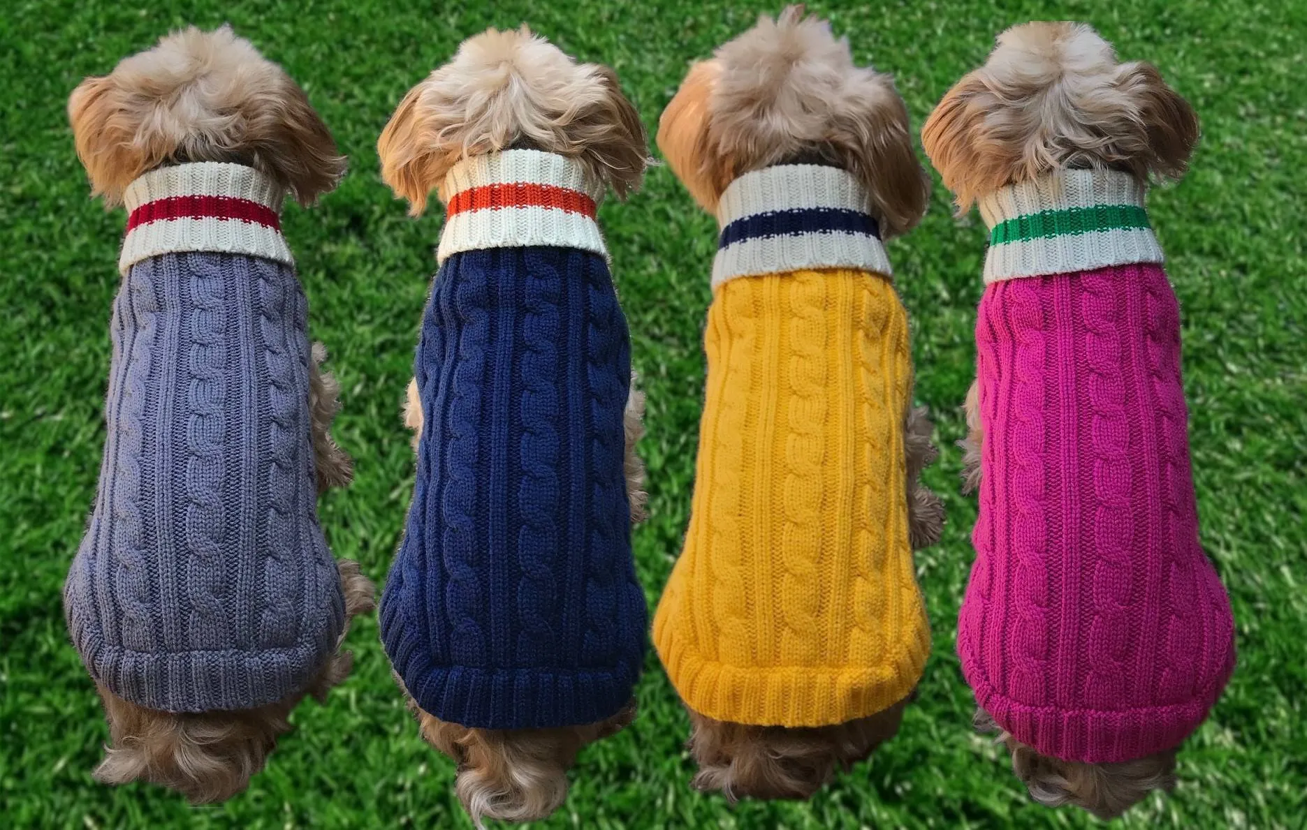 Yellow and Navy Preppy Pup Sweater